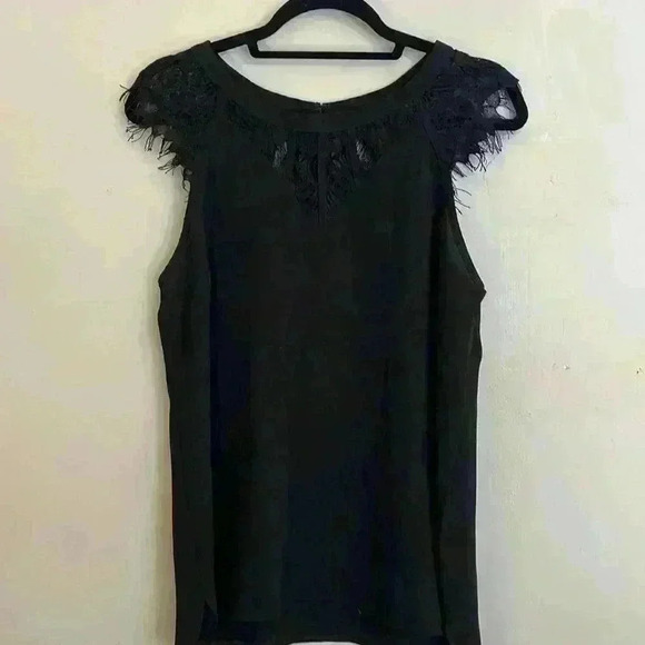 41 Hawthorn Black Sleeveless Blouse Top with Crochet Detail Size M - Picture 1 of 12